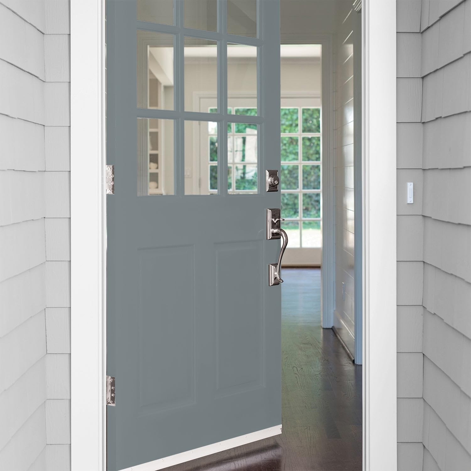 Glidden One Coat 1 Gal. Garrison Gray/Grey Satin Exterior Paint Premiumr