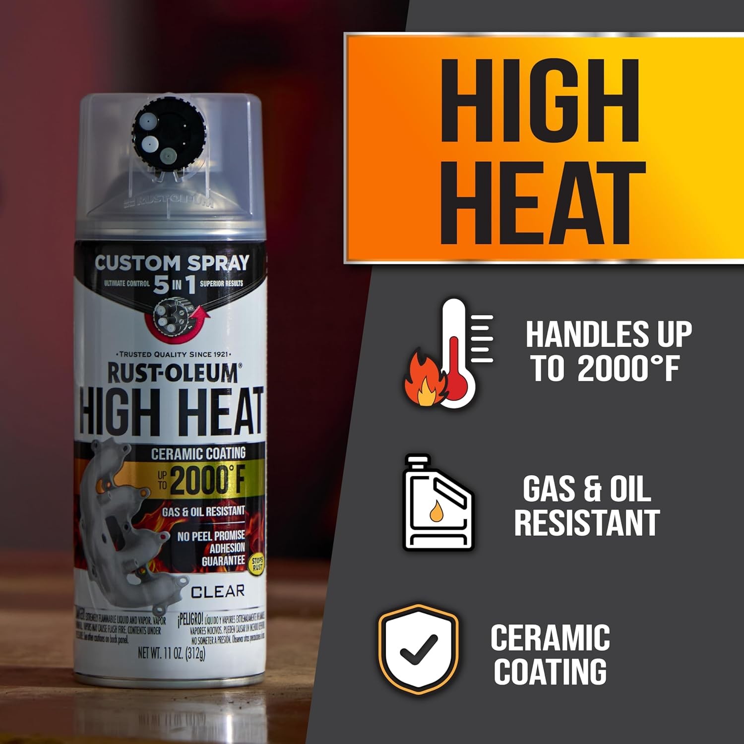 Rust-Oleum Automotive High Heat Spray Paint Custom Spray 5-in-1, 12 oz, Flat Alu