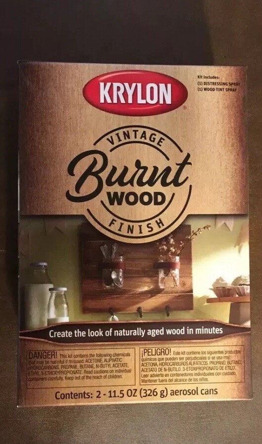 No Longer Made! Krylon Vintage Finish Burnt Wood Spray Kit Aged/Distressed Look