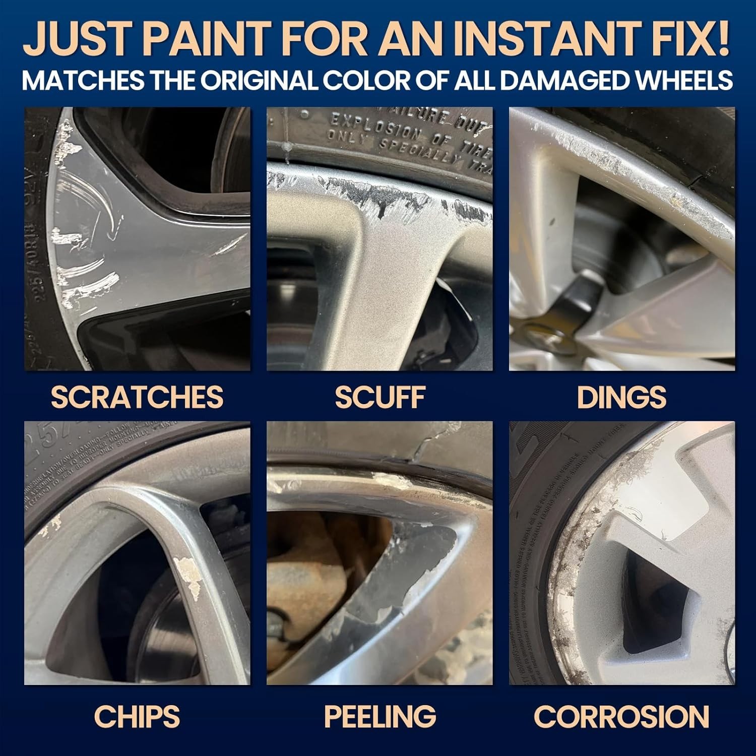 Light Silver Touch Up Paint for Wheels – 2-in-1 Applicator, Instant Repair