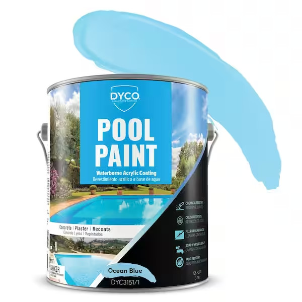 Pool Paint 1 Gal 3151 Ocean Blue Semi-Gloss Acrylic Exterior Paint