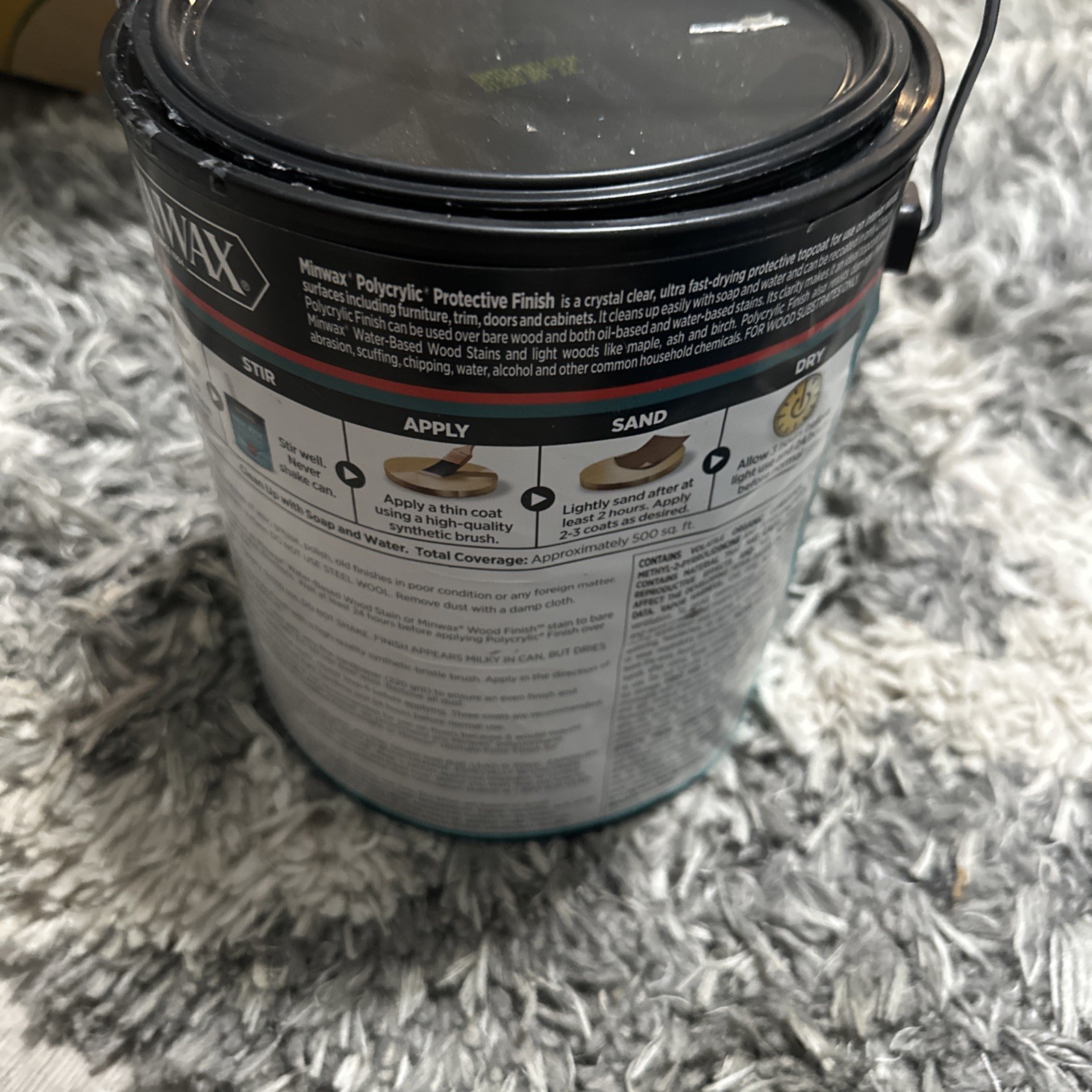 Minwax Polycrylic 15555000 Waterbased Polyurethane, Gloss, Liquid, Crystal