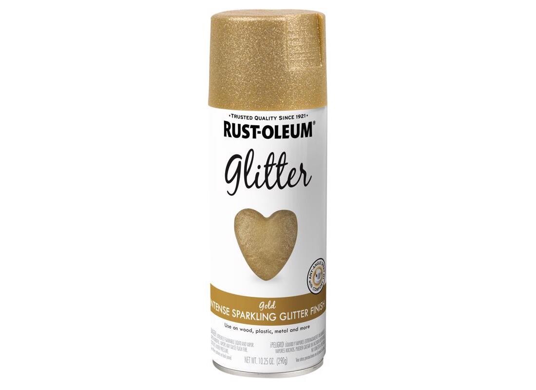 Rust-Oleum 301495 Glitter Spray Paint, Shimmer, Gold, 10.25 oz, Aerosol Can