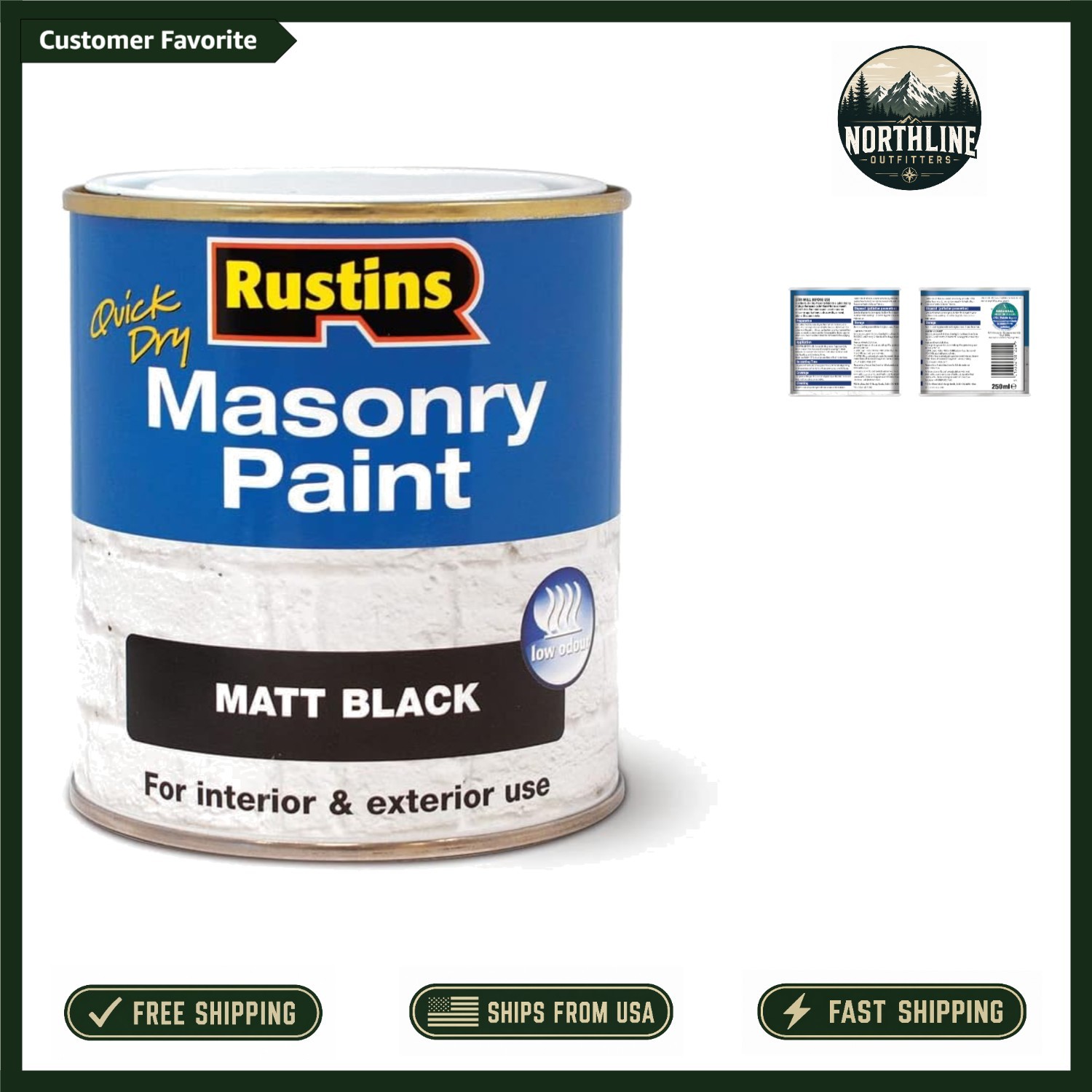 Quick Dry Matte Black Masonry Paint 250ml – Effortless Exterior & Interior Use