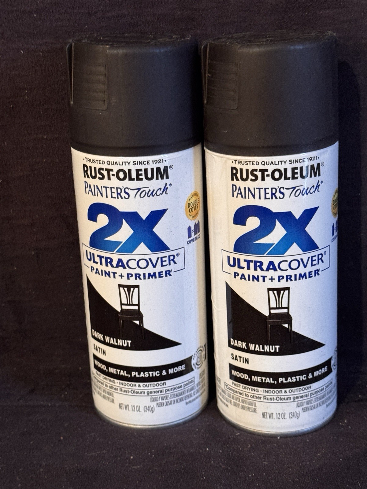 Two Cans of Rust-Oleum 334064 Painter’s Touch 2X Ultra Cover, 12 oz, Dark Walnut
