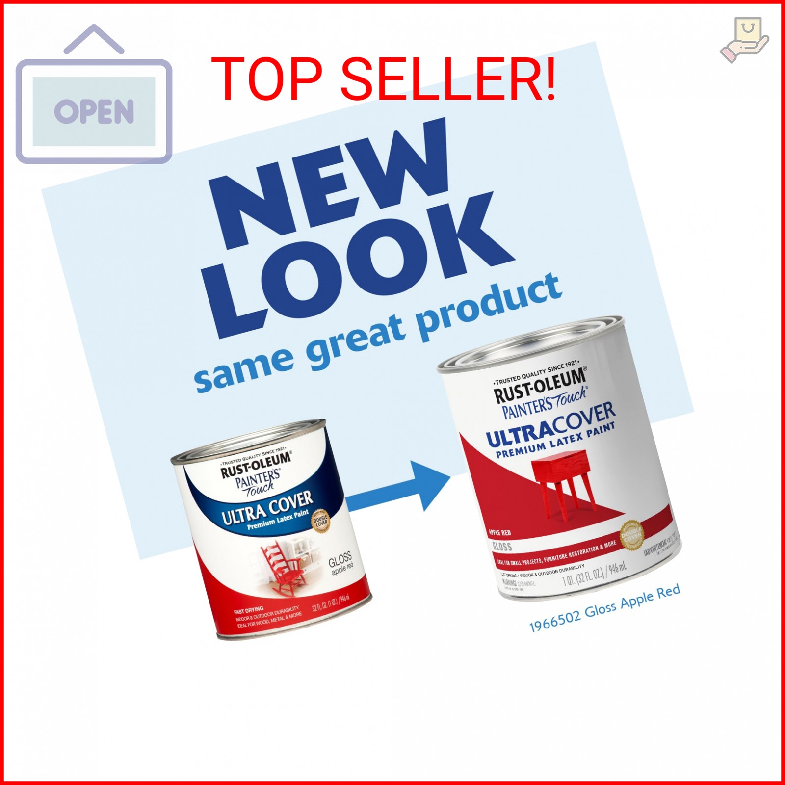 Rust-Oleum 1966502 Painter’s Touch Brush Acrylic Latex Paint, 1 Quarts (Pack of