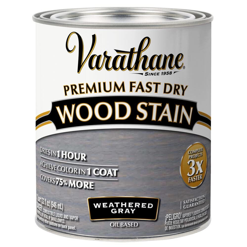 Varathane Fast Dry Wood Stain Quart Weathered Gray One Coat Coverage 275 Sq Ft
