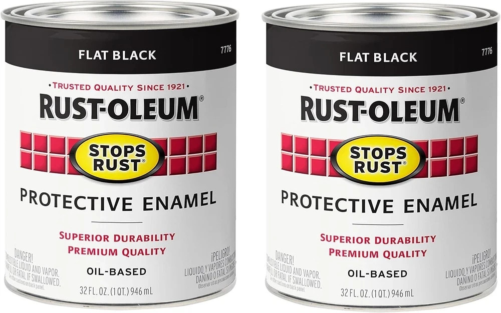 7777502-2PK Stops Rust Brush on Paint, 1 Quarts (Pack of 2), Satin Black