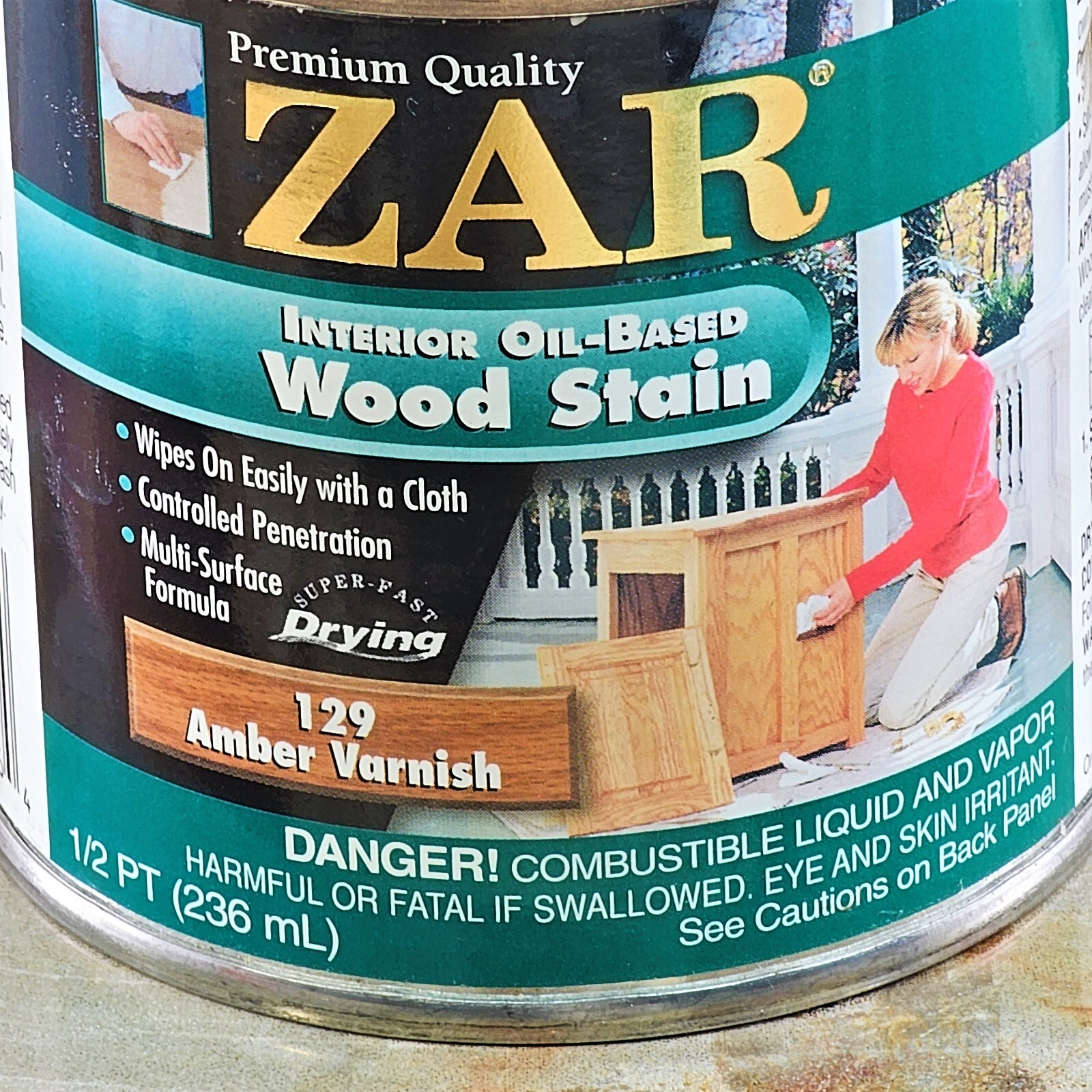 ZAR Oil Based Interior Wood Stain 129 Amber Varnish Half 1/2 PT 236 ml Premium