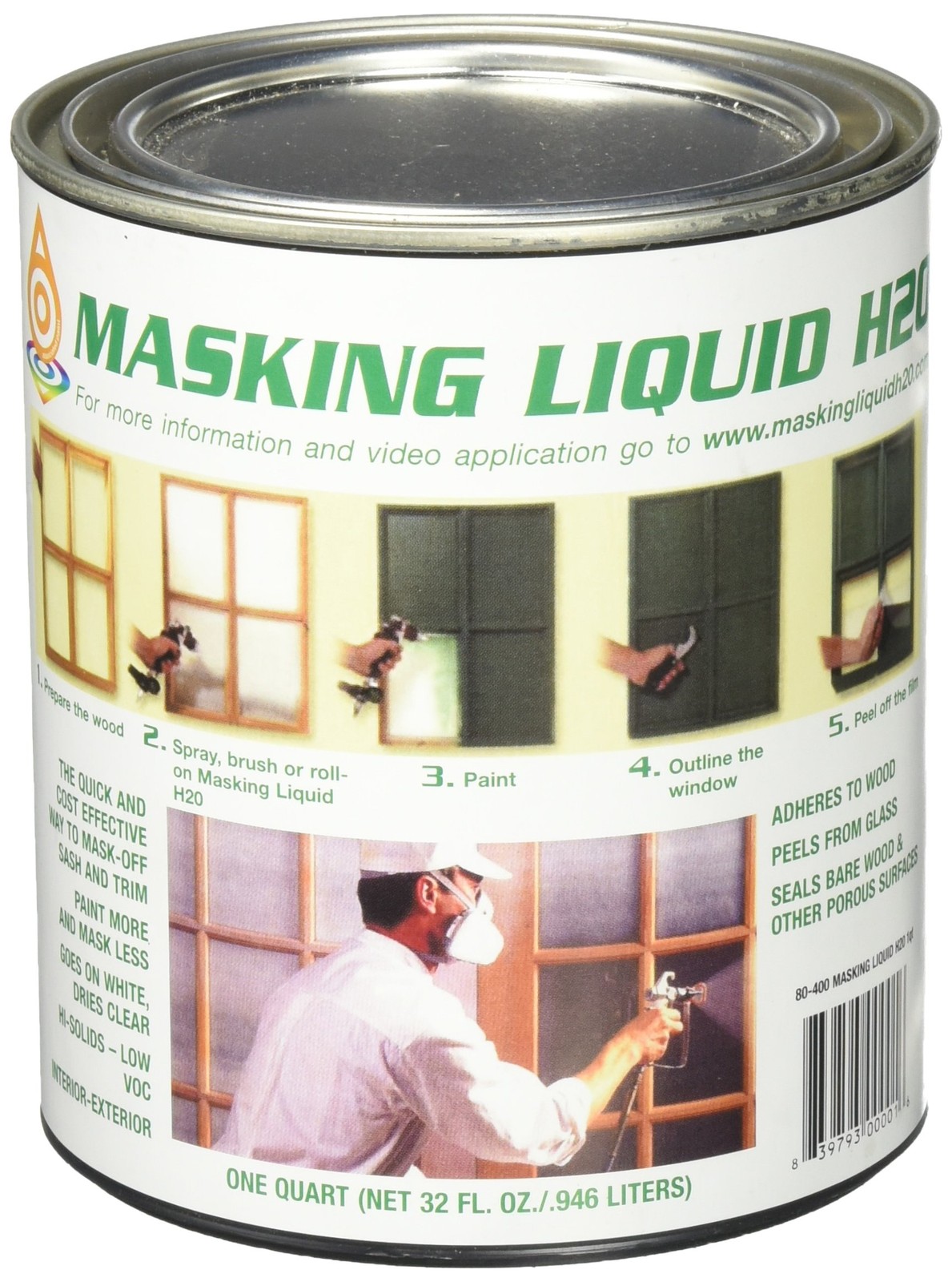 Available 157026 80-400-4 H20 Masking Liquid, 1 Quart, Clear, 32 Fl Oz (Pack of