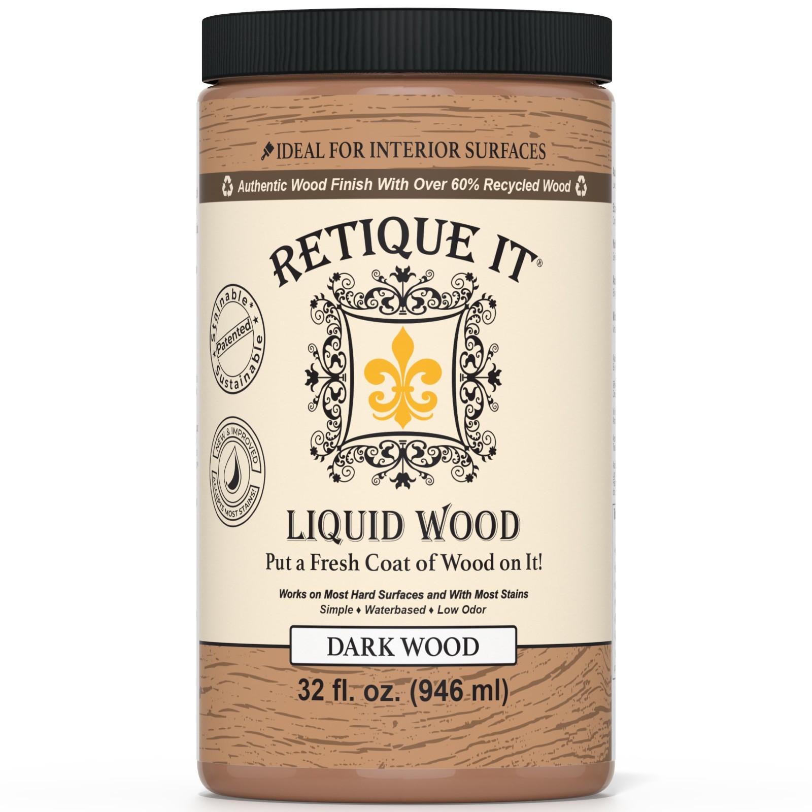 Liquid Wood Coatings – Stainable Primer for Furniture – Paint & Stain (Dark, Lar