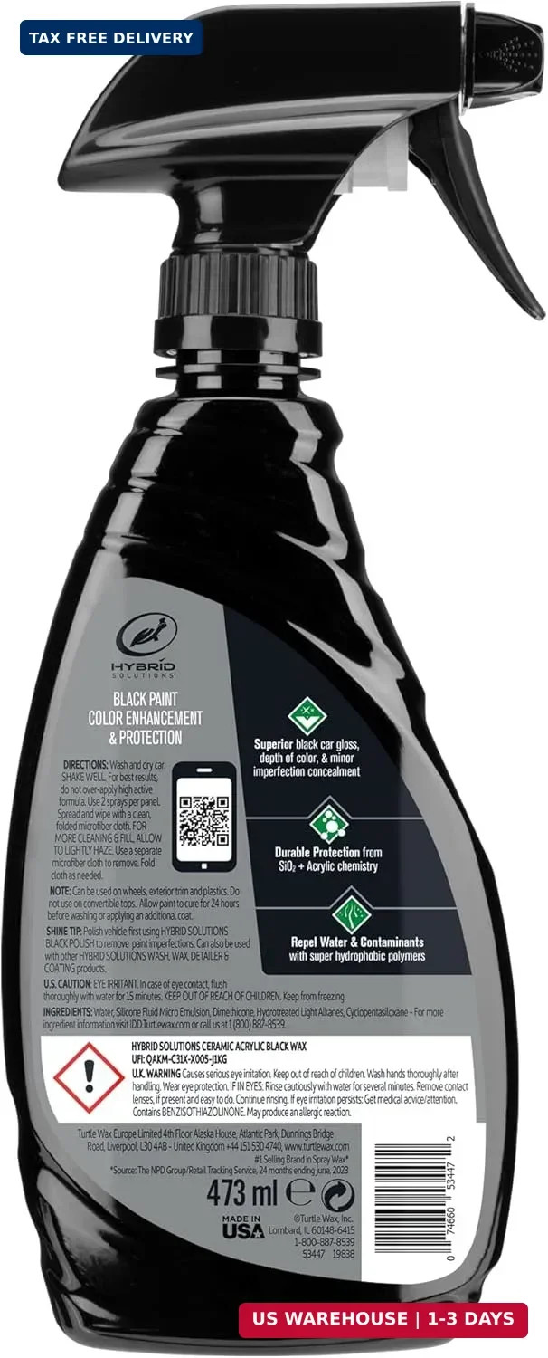 Turtle Wax Hybrid Solutions Ceramic Acrylic Black Car Wax Spray, Restores Appera