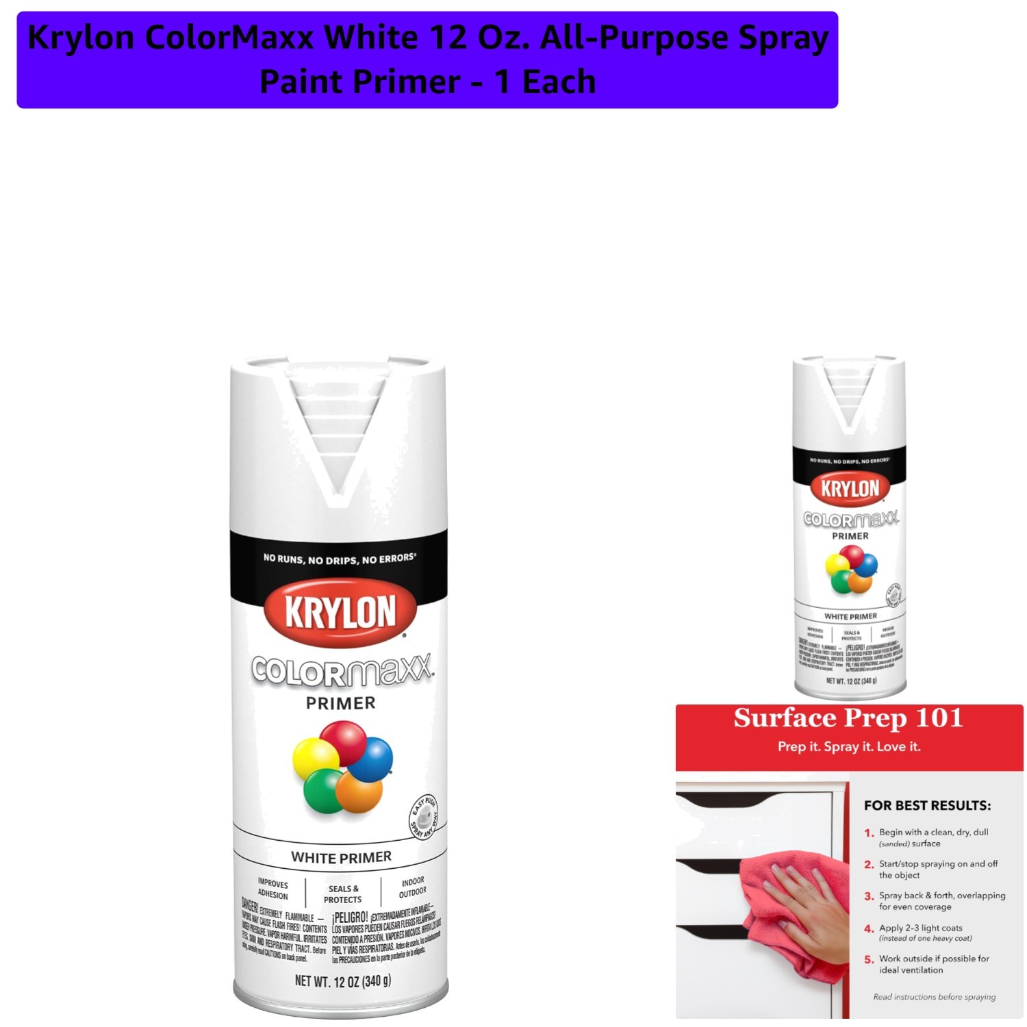 All-Purpose White Primer Spray Paint – Krylon ColorMaxx 12 Oz. for DIY Projects