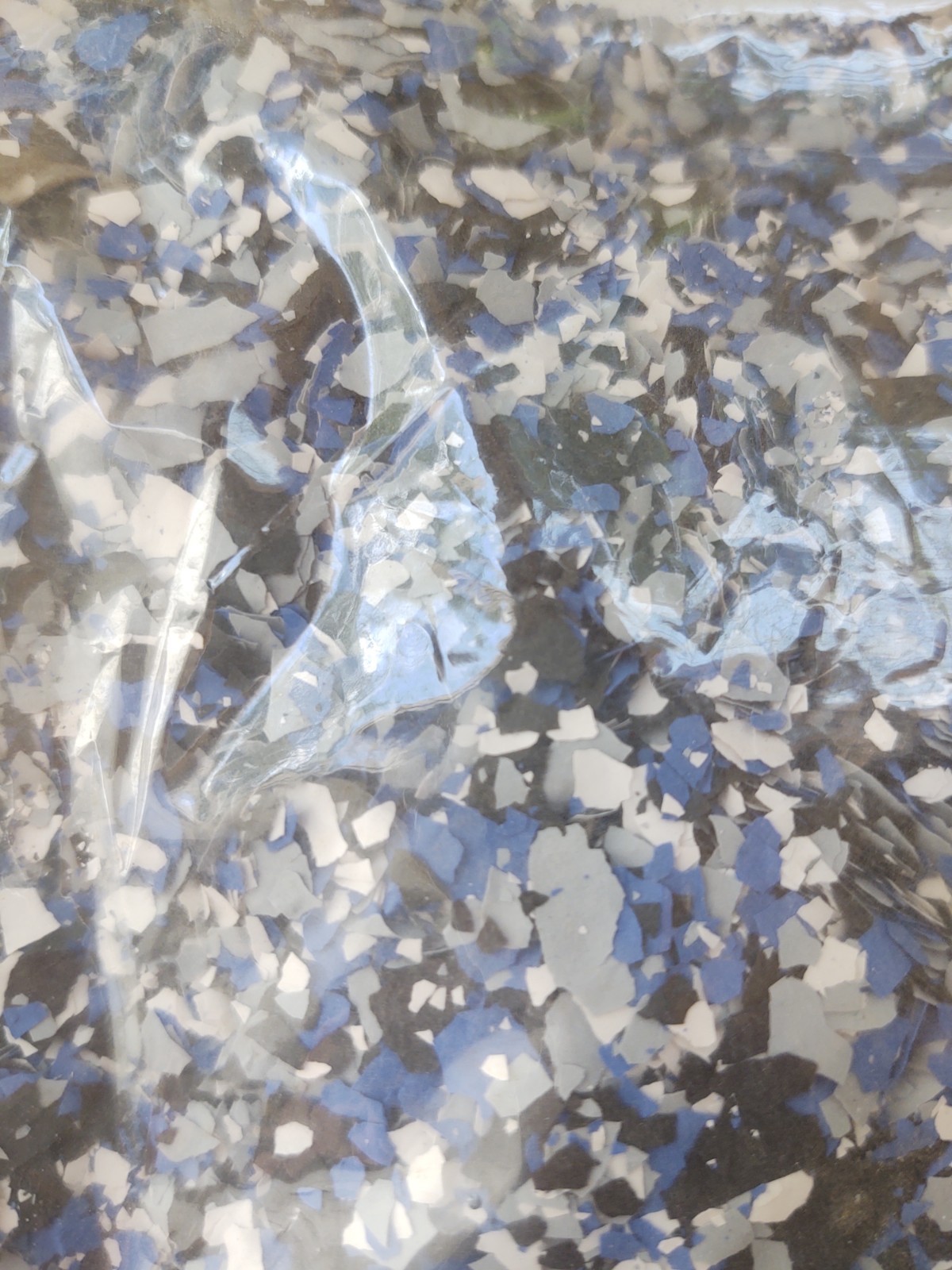 Epoxy Floor Color Flakes / Vinyl Chips – Blue Gray Black White Mix Unopened Bag