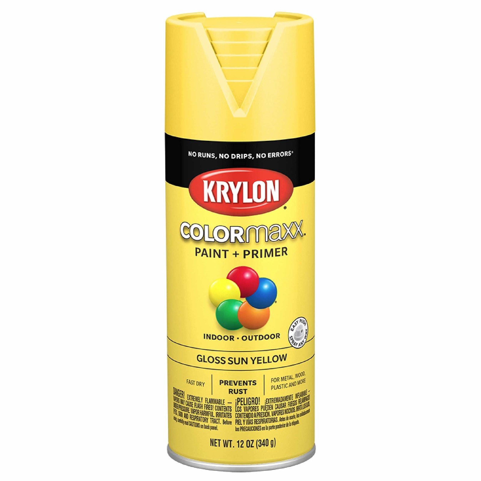 12 Oz Krylon K05541007 Sun Yellow Colormaxx Paint & Primer Spray Paint