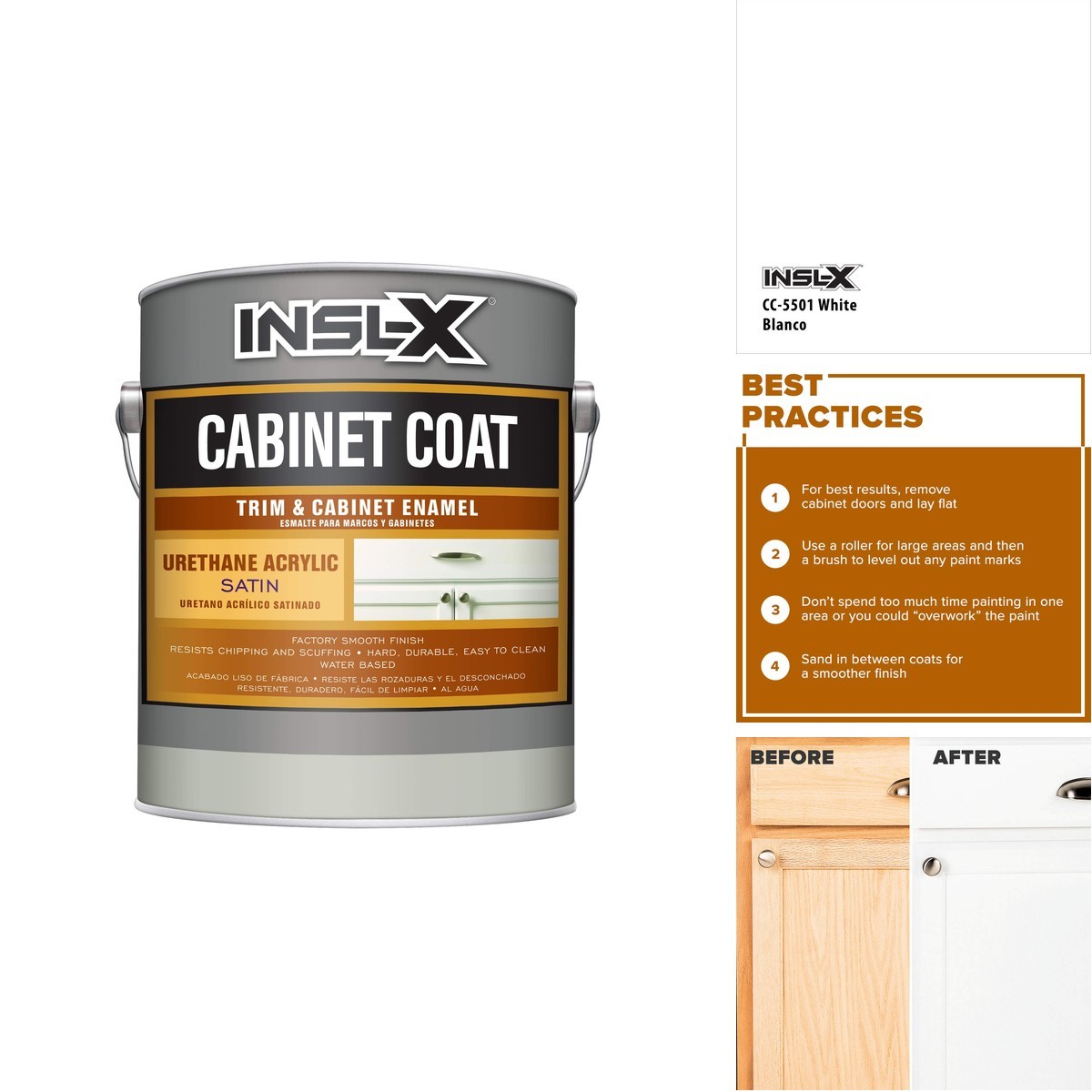 Insl-X – Satin Sheen Enamel Paint White 1 Gallon