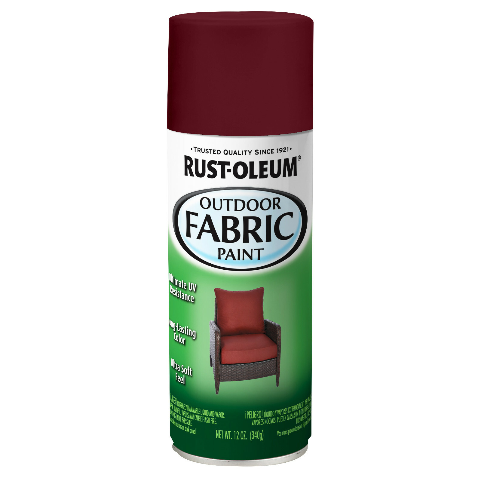 Rust-Oleum OUTDOOR FABRIC SPRAY PAINT • DARK RED • UV RESISTANCE ULTRA SOFT FEEL