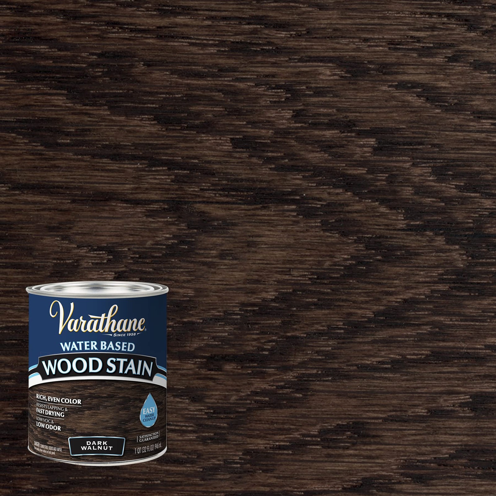 Varathane Dark Walnut Water Based Wood Stain Quart Fast Drying Low Odor