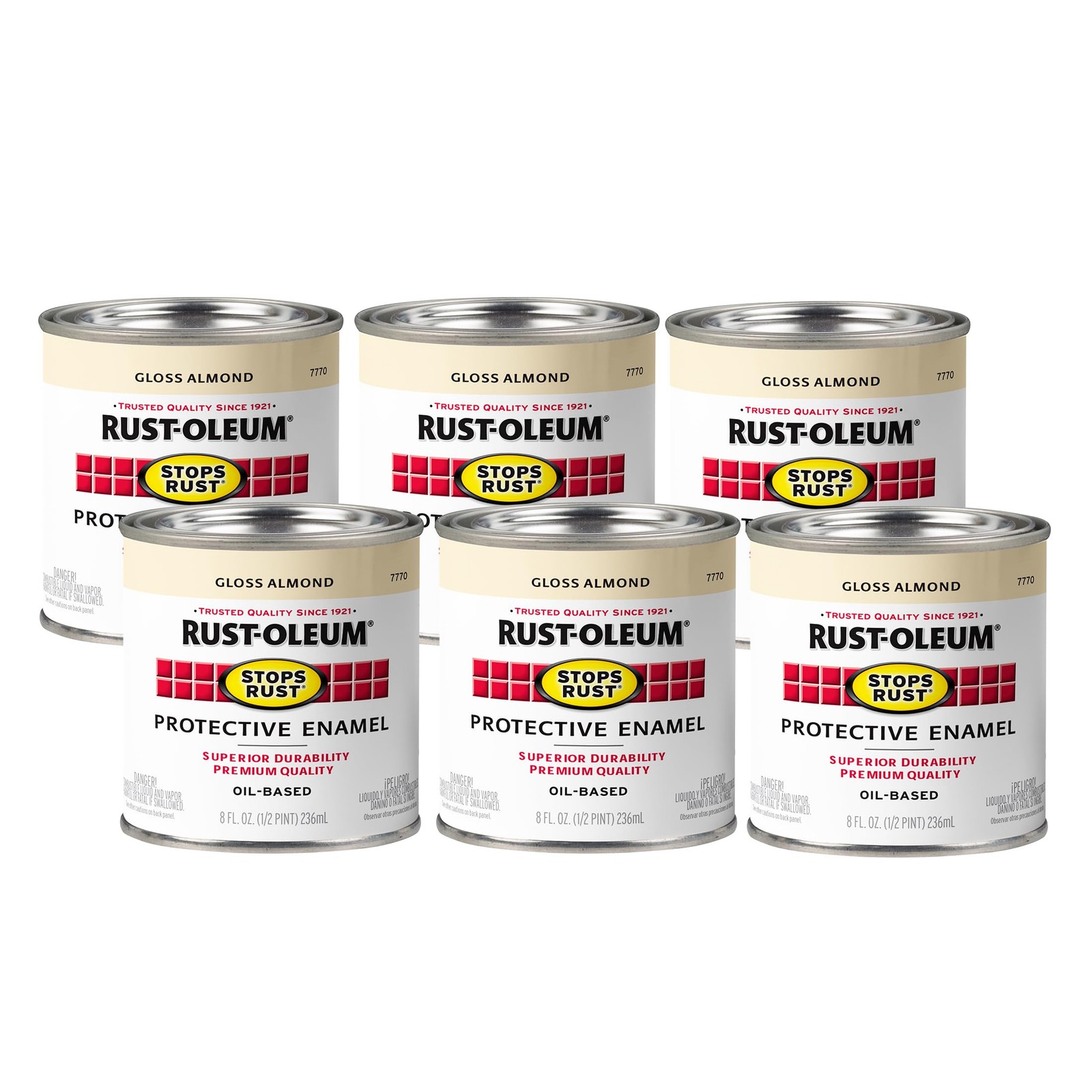 Rust-Oleum 7770730-6PK Stops Rust Brush On 8 Fl Oz (Pack of 6), Gloss Almond