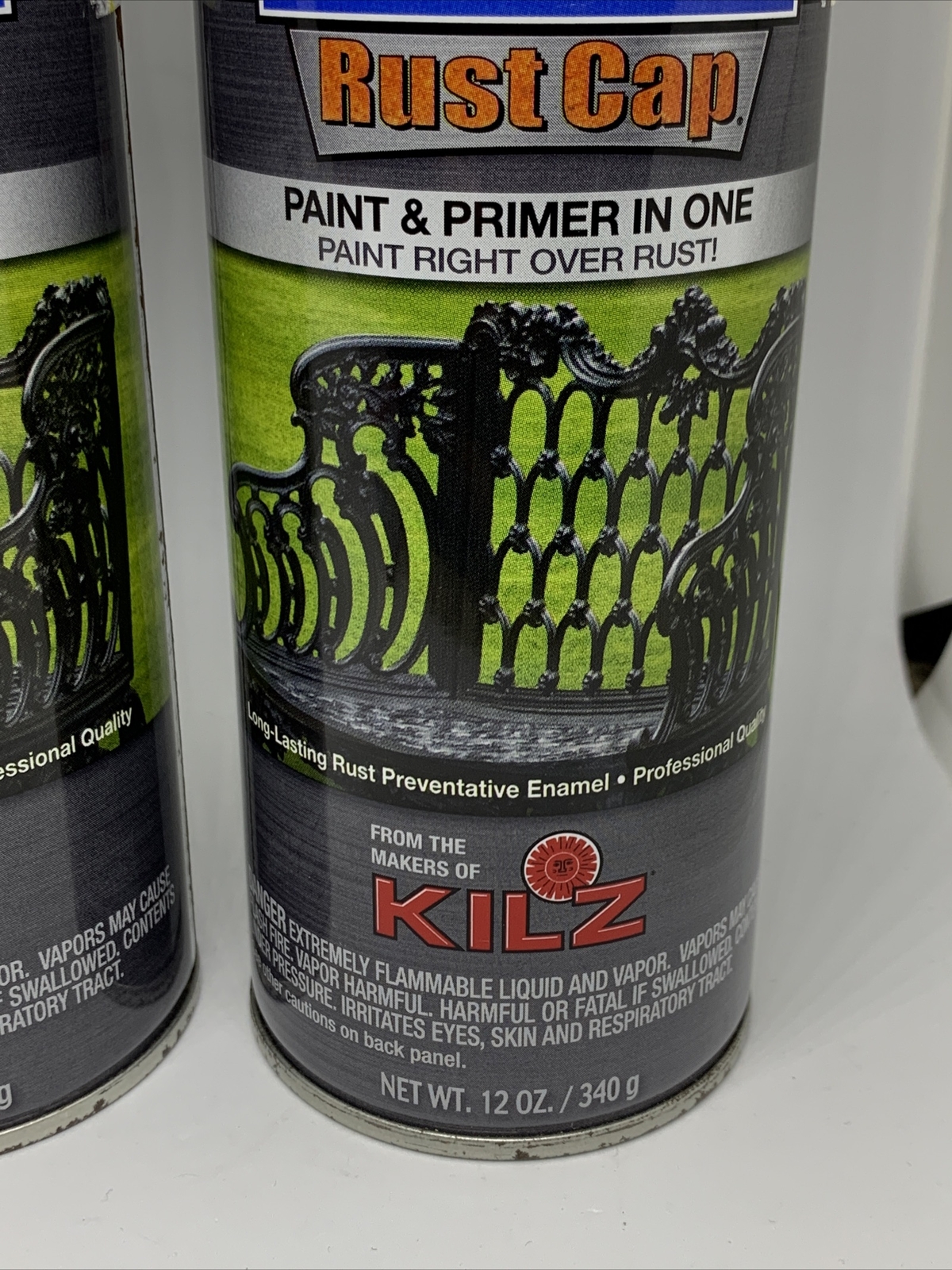 2 Hammerite Rust Cap Smooth White Finish w/Kilz 12 oz. Paint & Primer Spray Cans