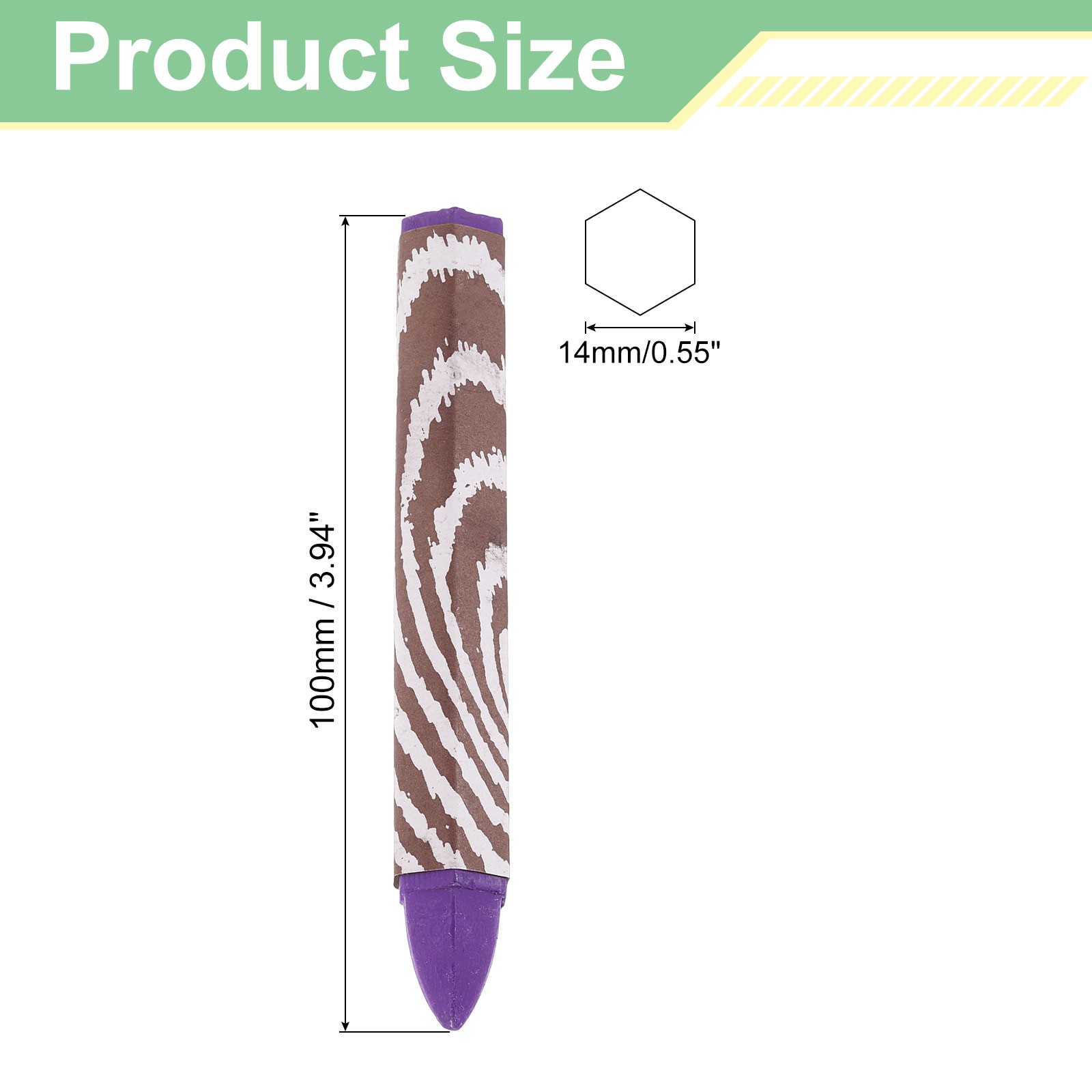 Lumber Marking Crayons, 6 Pcs Purple Hex Wax Tire Marker, 4″ x 0.55″