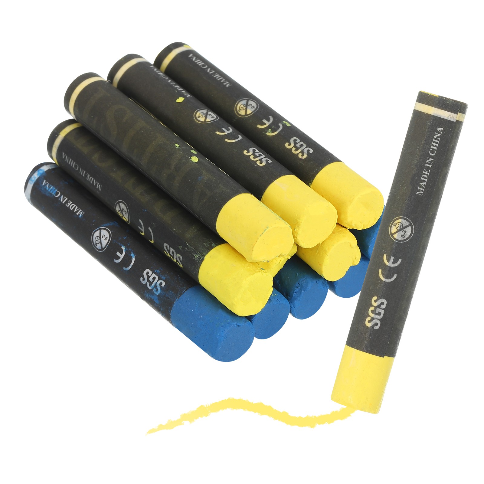 12Pcs Lumber Marking Crayons, 2.8″x0.4″ Tire Marker Drawing Crayons(Blue/Yellow)