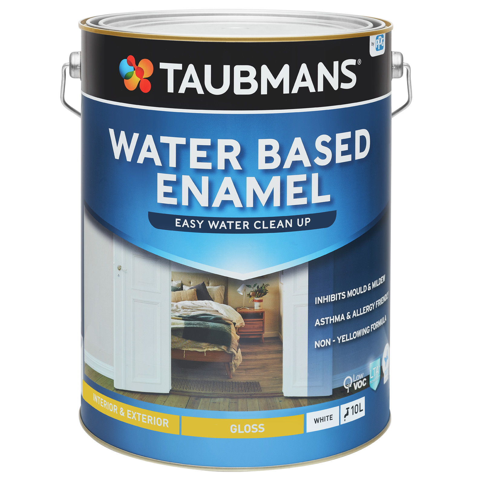 Taubmans 10L White Gloss Water Based Enamel Paint