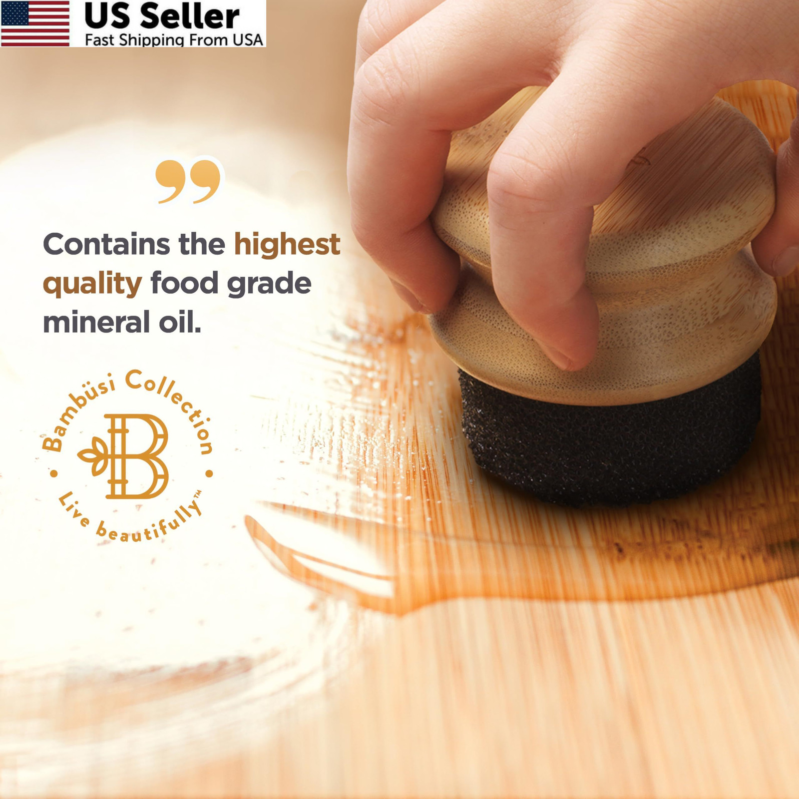 Bambüsi Mineral Oil – 8 oz Food Grade for Wood 8oz, Transparent