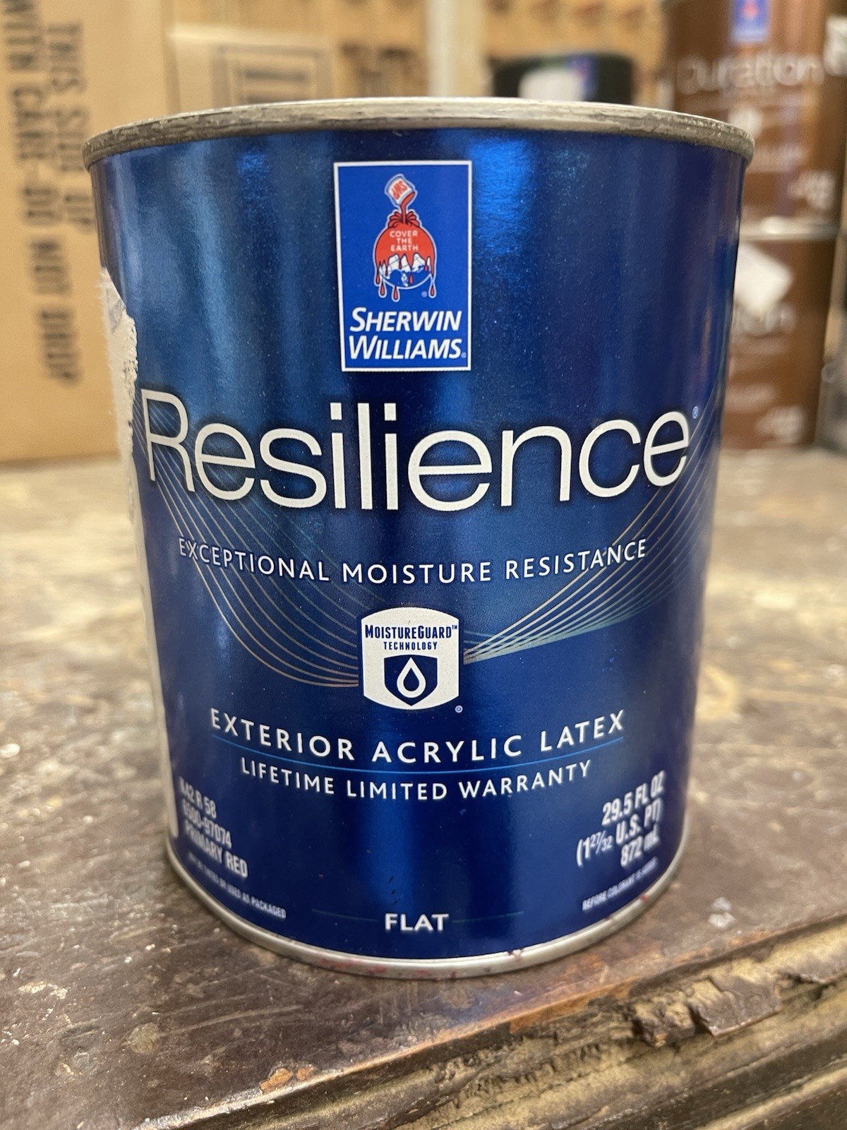 1 Qt Resilience Sherwin Williams Exterior Acrylic Latex Flat Paint/Primary Red