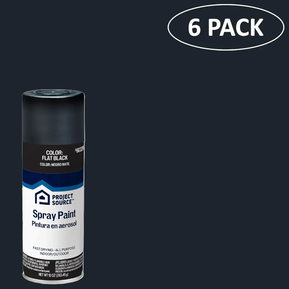 Project Source Flat Black Oil-Based Spray Paint ( NET WT. 10-Oz ) 6 -Pack