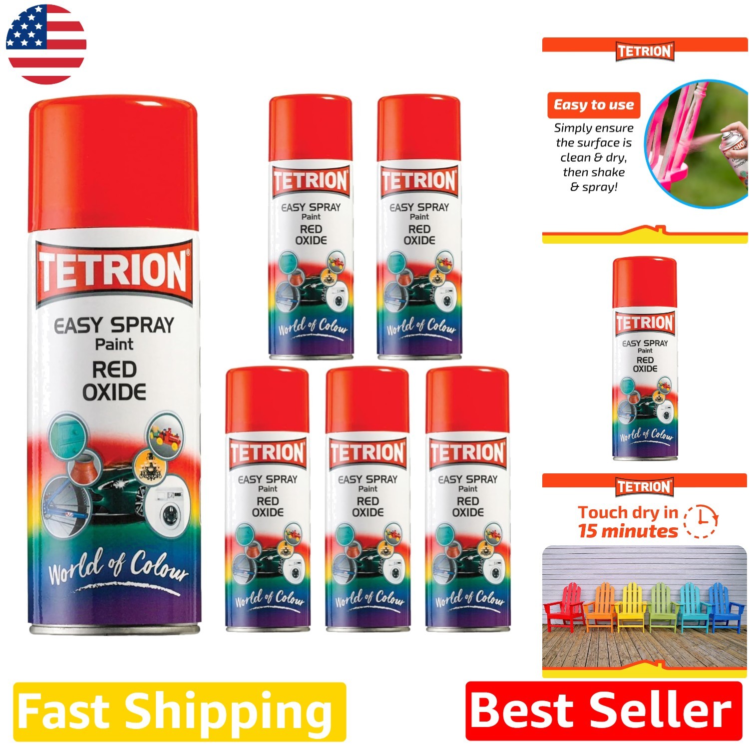 Red Oxide Primer 6pk 400ml Acrylic Fast Dry Corrosion Inhibiting
