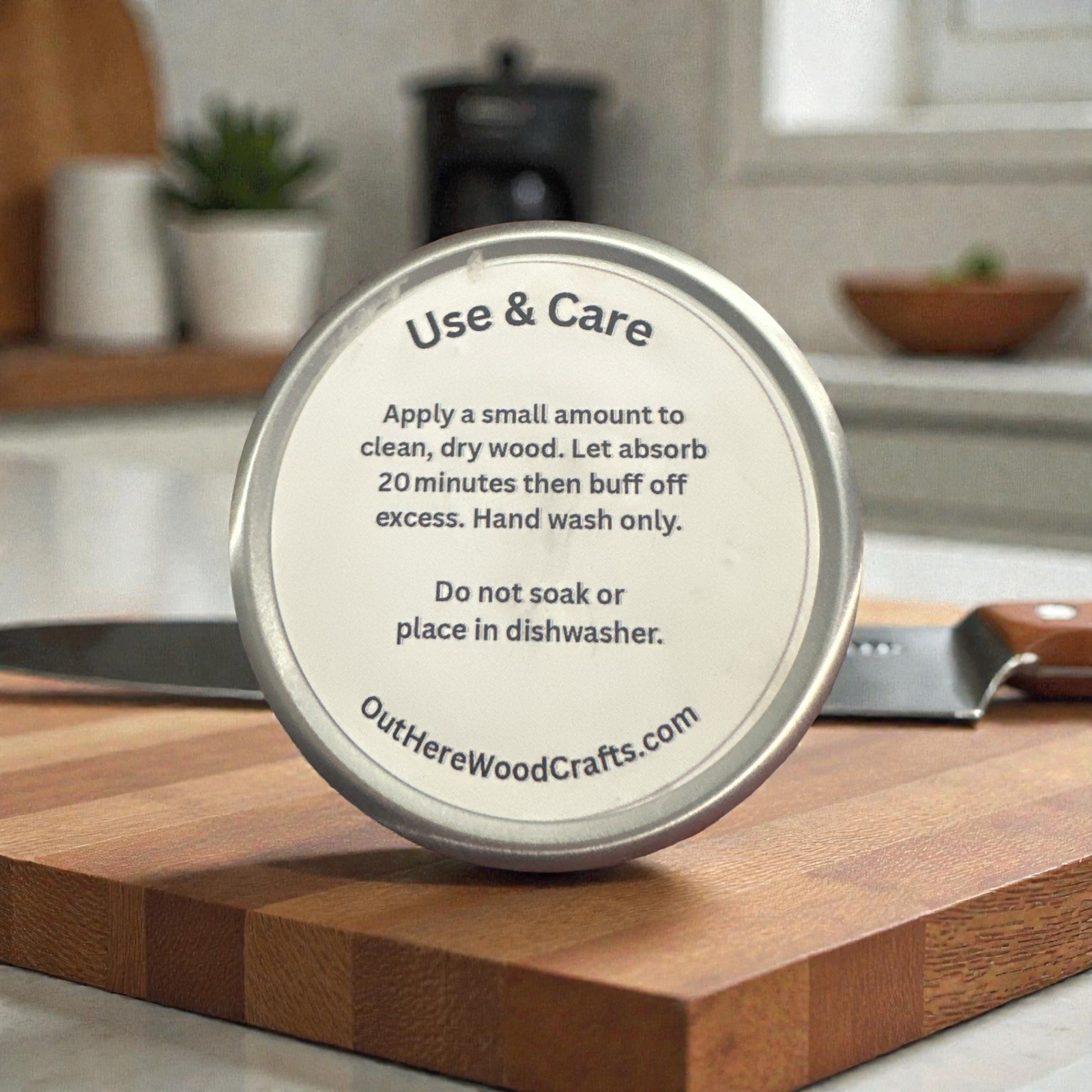 Handmade Cutting Board Butter – Food Safe Mineral Oil & Beeswax – 4 oz Tin