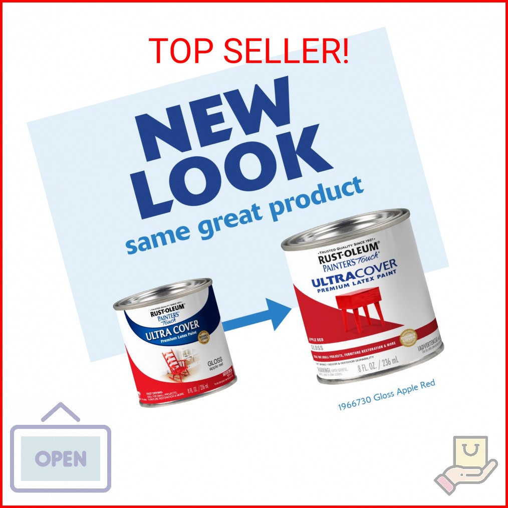 Rust-Oleum 1966730 Painter’s Touch Latex Paint, Half Pint, Gloss Apple Red, 8 Fl