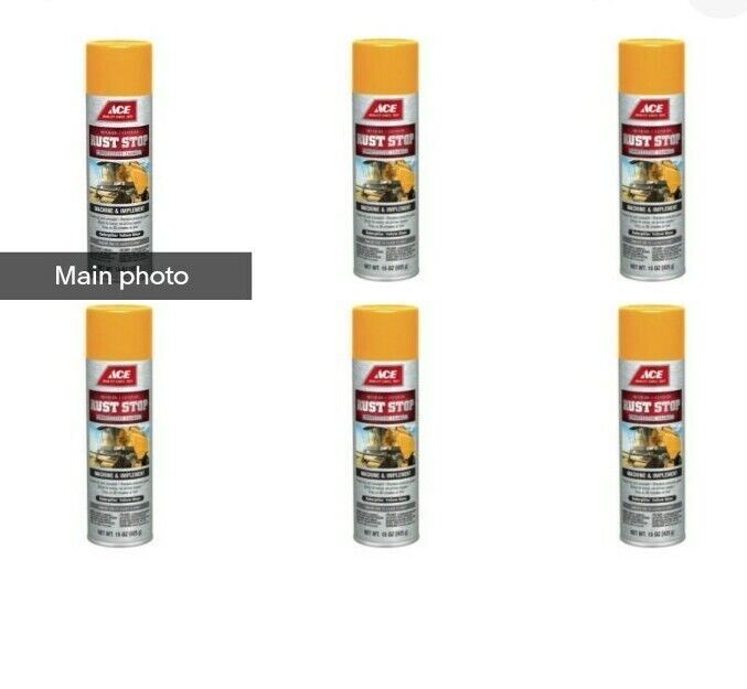 6 Cans Ace Rust Stop Caterpillar Yellow Farm & Implement Spray Paint 15oz