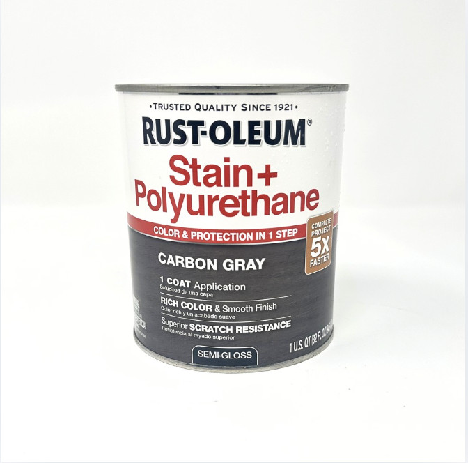 Rust-Oleum Stain + Polyurethane Carbon Gray Semi-Gloss 1 Qt Wood Finish 32oz New