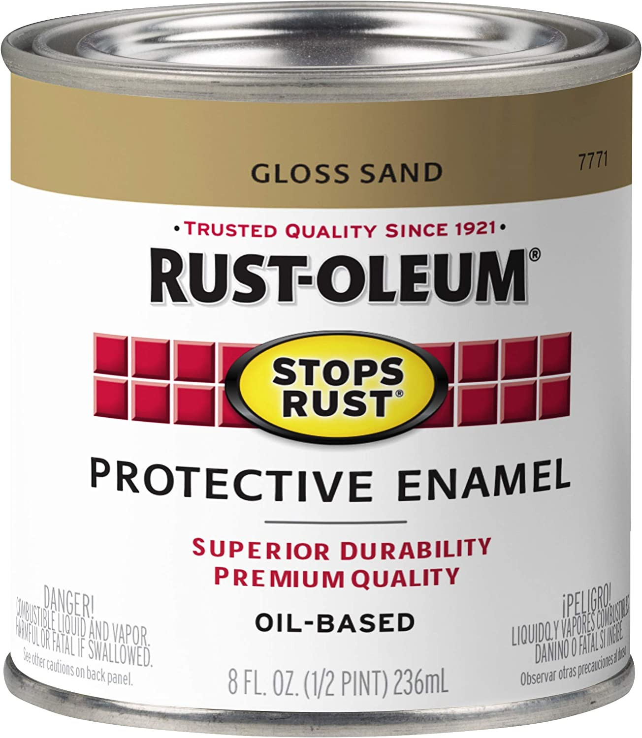7771730-6PK Stops Rust Brush on Paint, Half Pint, Gloss Sand, (Pack of 6)
