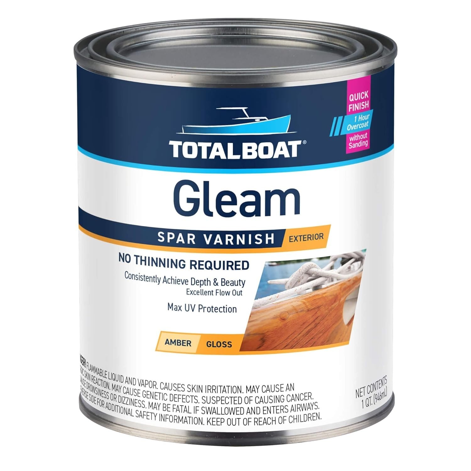 TotalBoat – 409314 Gleam Marine Spar Varnish, Gloss and Satin Polyurethane Fi…