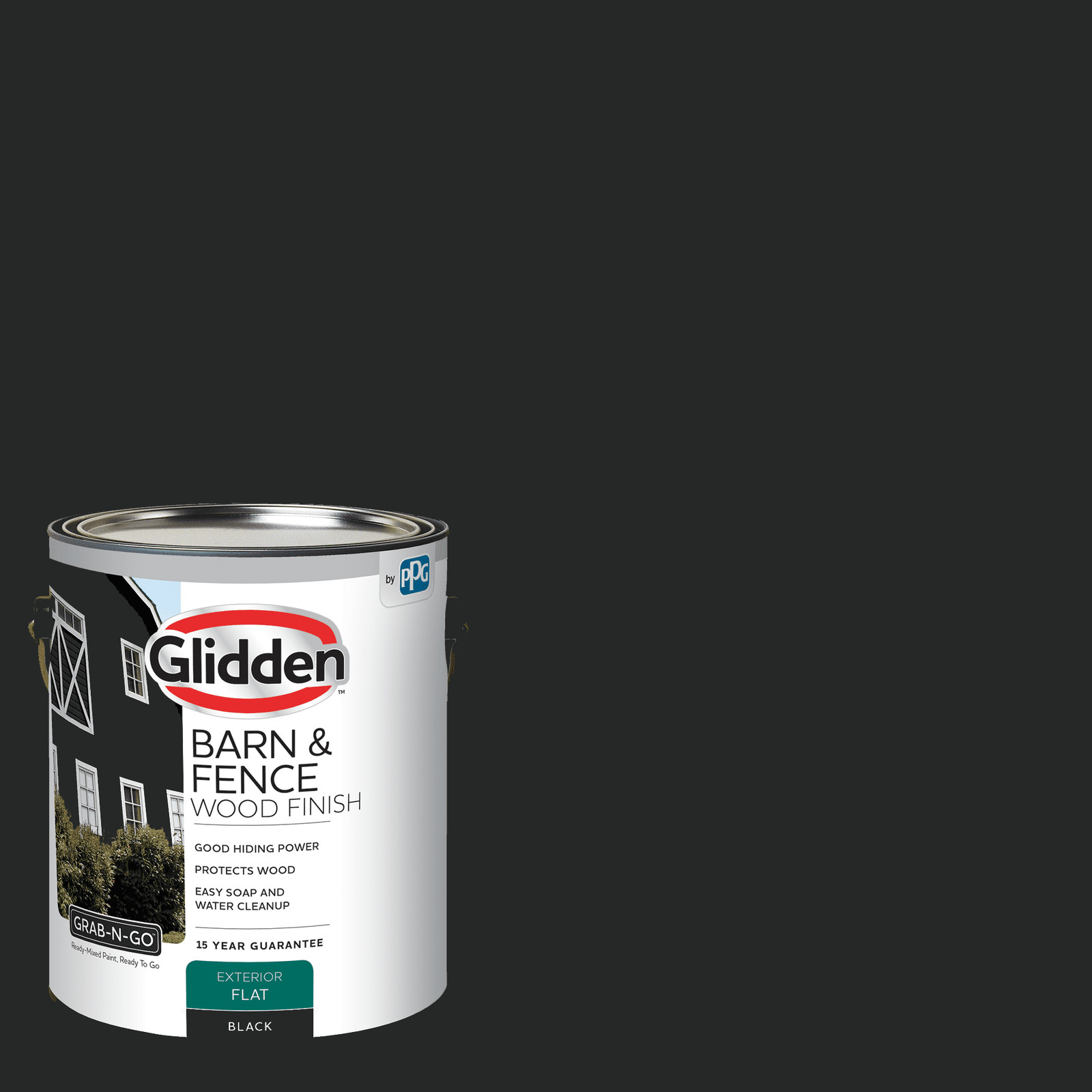 Grab-N-Go Barn & Fence Wood Exterior Paint Flat Black 1 Gallon
