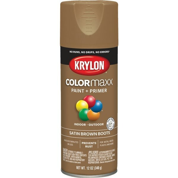 (6)-Krylon ColorMaxx 12 Oz. Satin Spray Paint, Brown Boots Model: K05559007