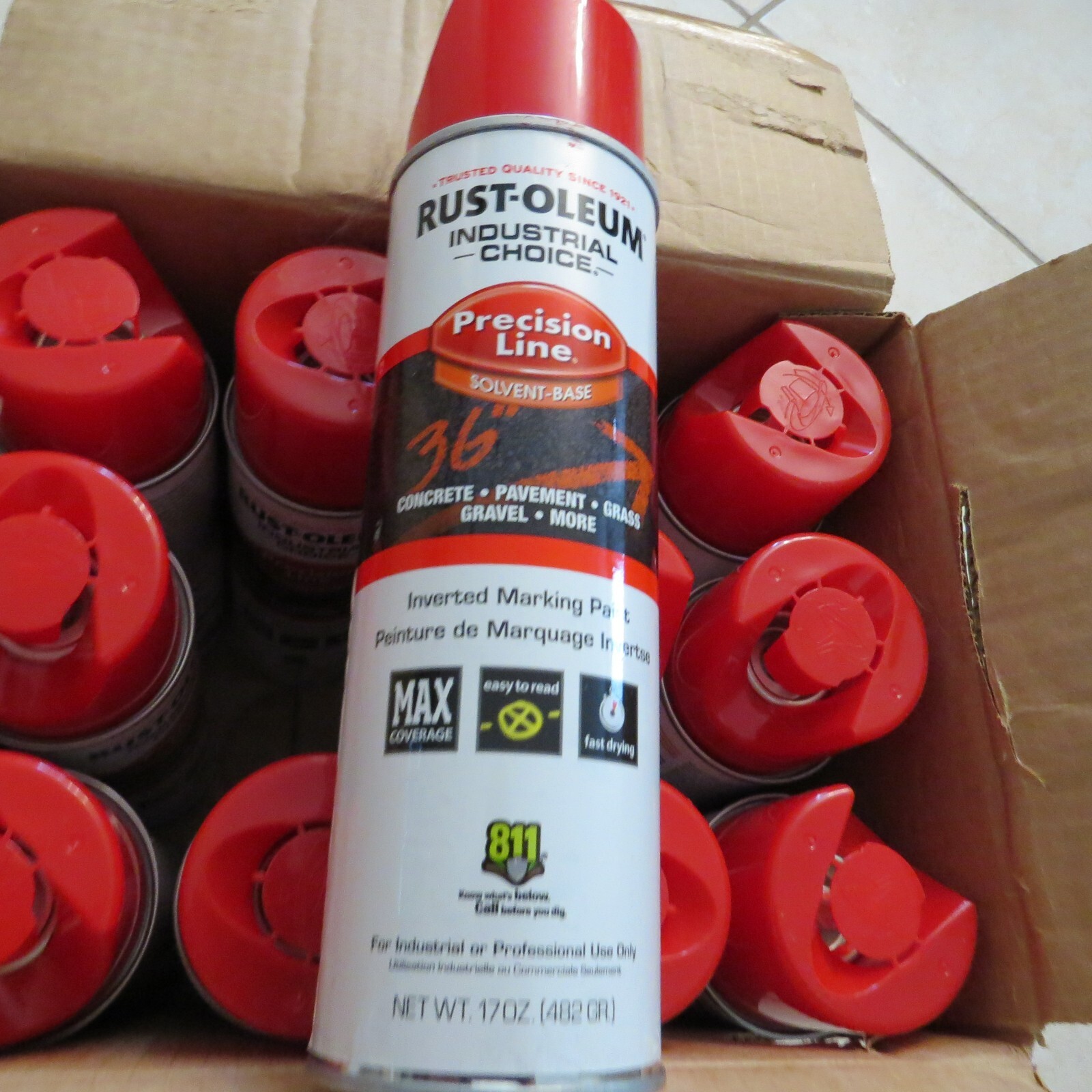 Rust-Oleum Industrial Choice 17 oz. M1600 System Precision Line RED Qty. 12 cans