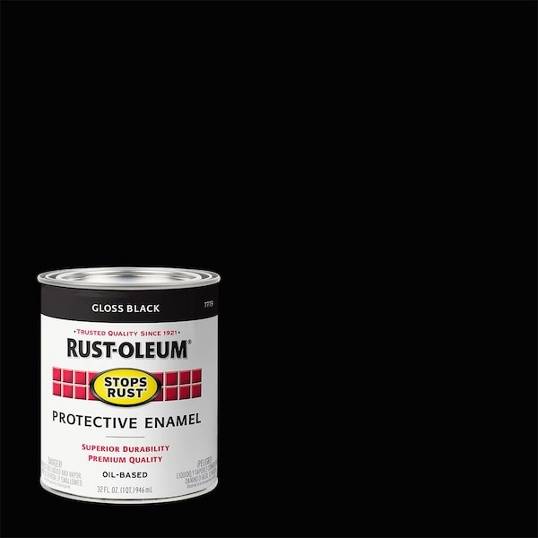 Rust-Oleum 7779502 Interior/Exterior Paint, Gloss, Oil Base, Black, 1 Qt