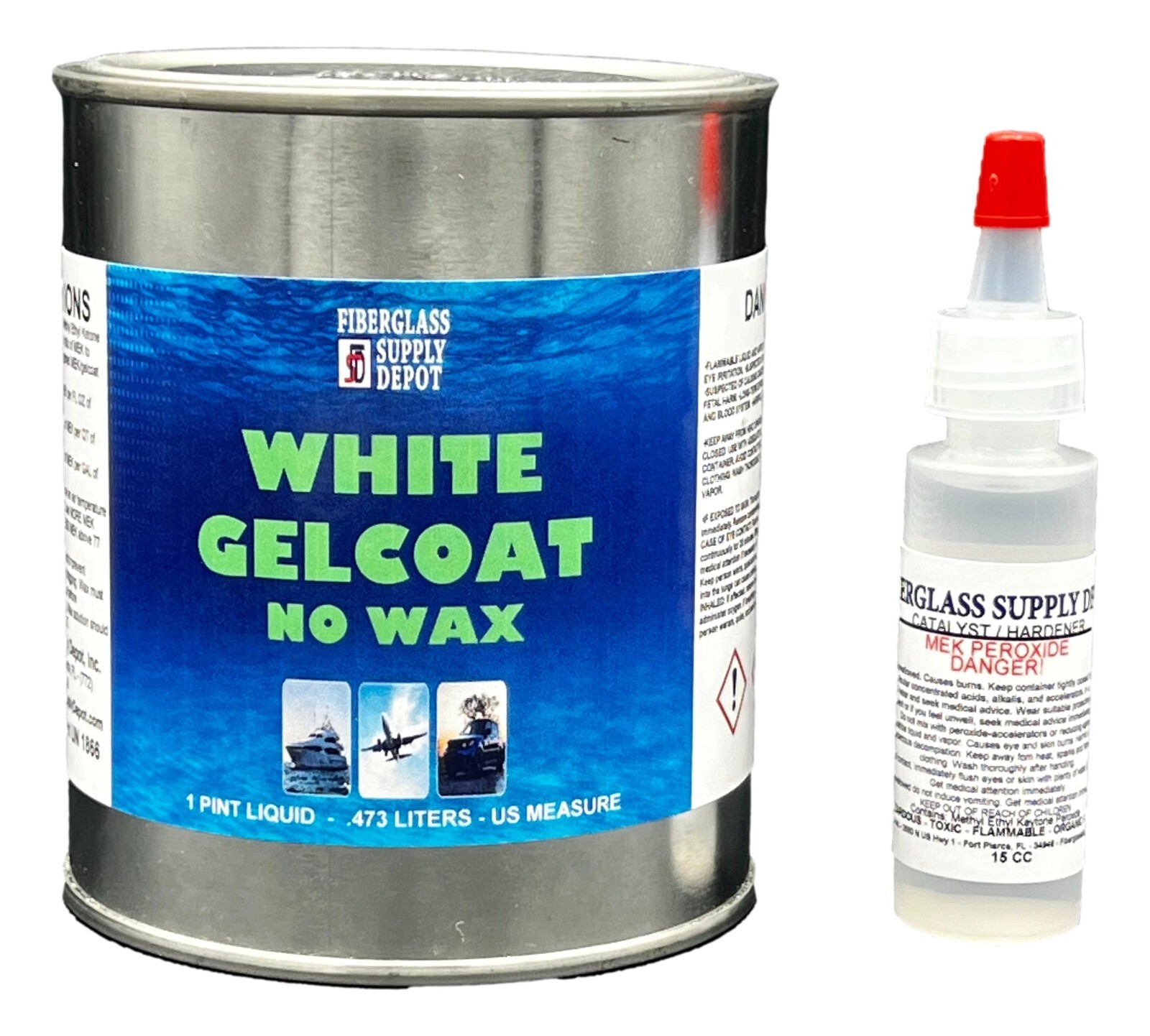 White Gelcoat no Wax (Pint) & MEKP (15cc)