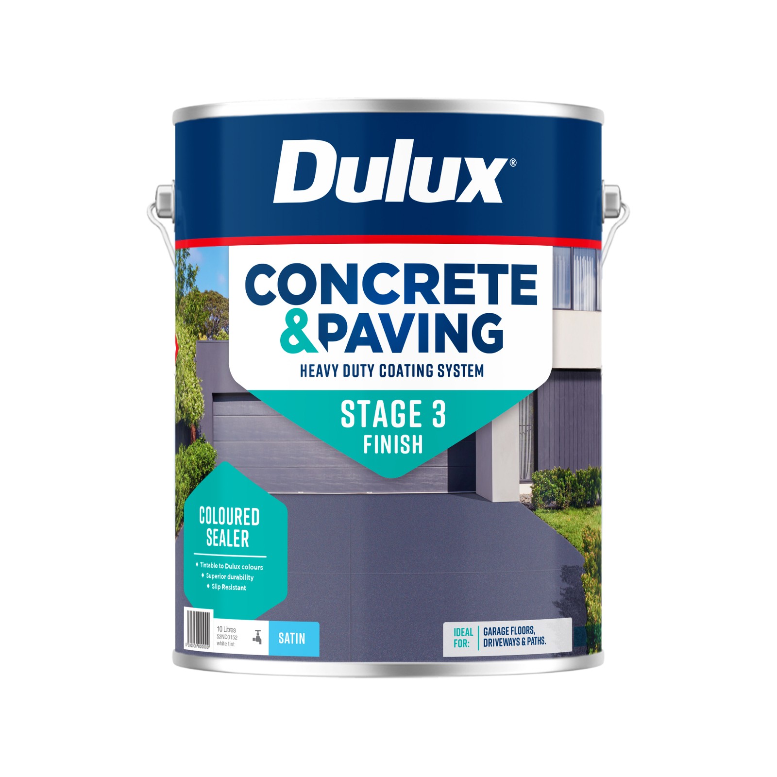 Dulux 10L White Tint Satin Concrete And Paving Coloured Sealer