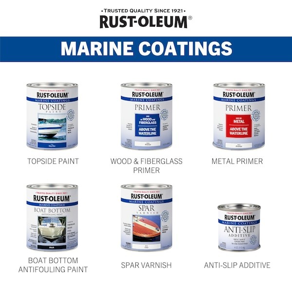 Rust-Oleum 207014 Marine Coatings Wood And Fiberglass Primer, Flat, White, 1