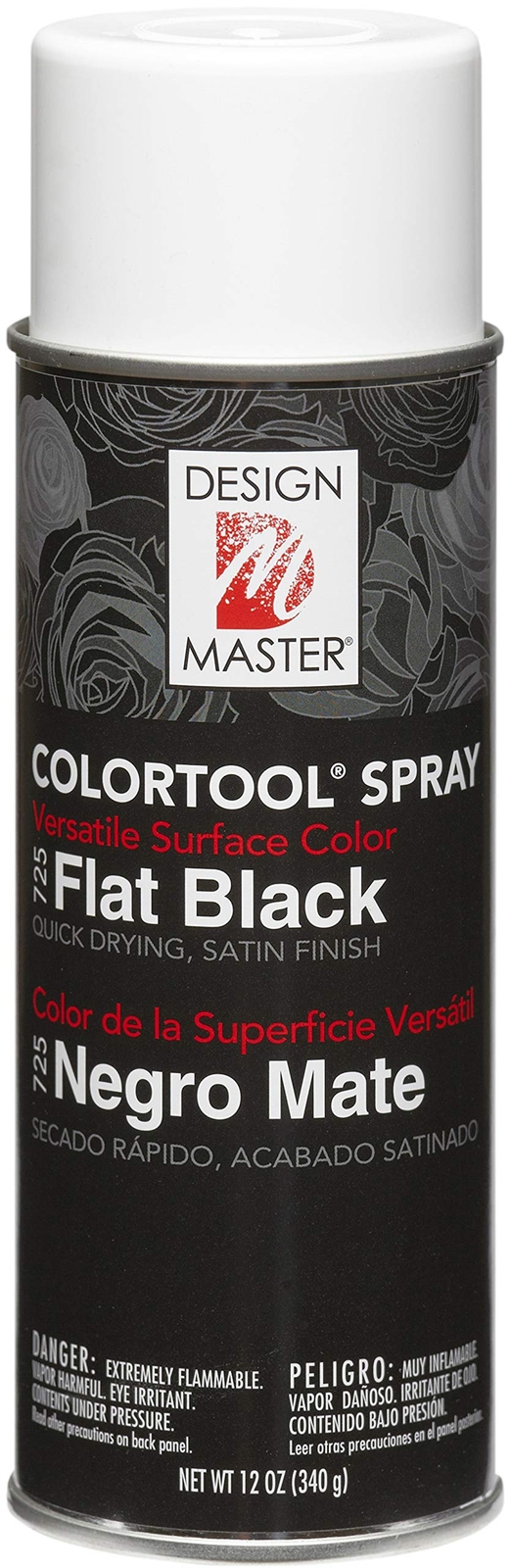 12 Ounce Flat Black Spray Paint Quick Drying Satin Finish Semi Transparent