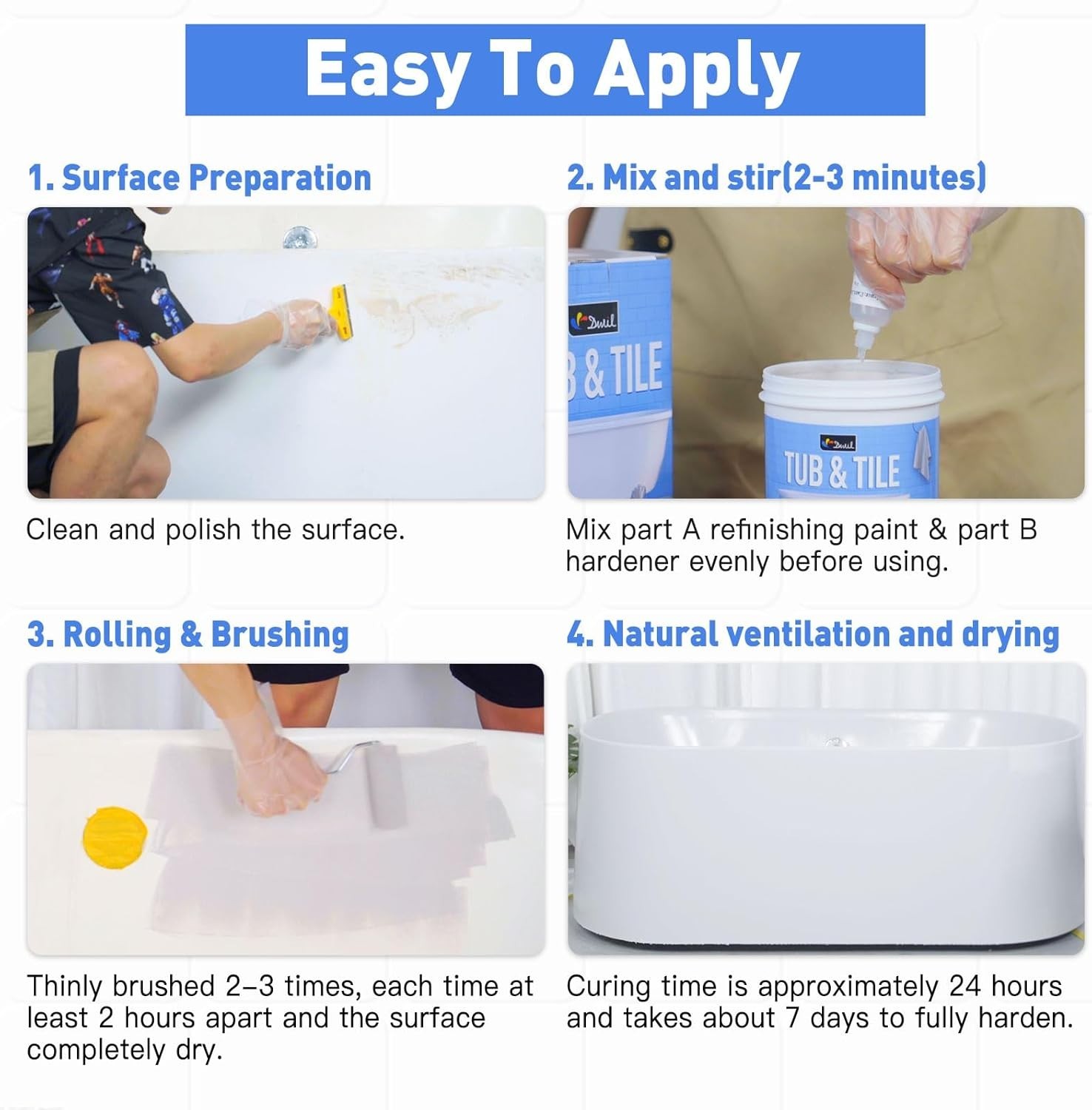 DWIL Tub and Tile Refinishing Kit with Tools – Black 1kg (33oz) Water Based