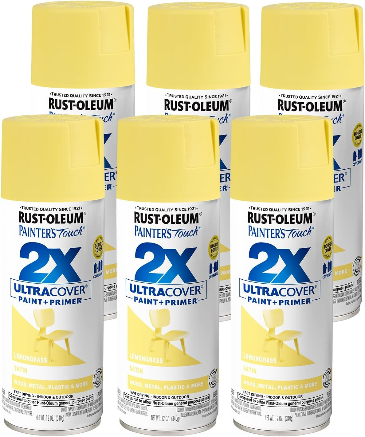 263148 Satin Lemon Grass Painters Touch 2X Spray Paint, 12 Oz., Aerosol Can (Pac