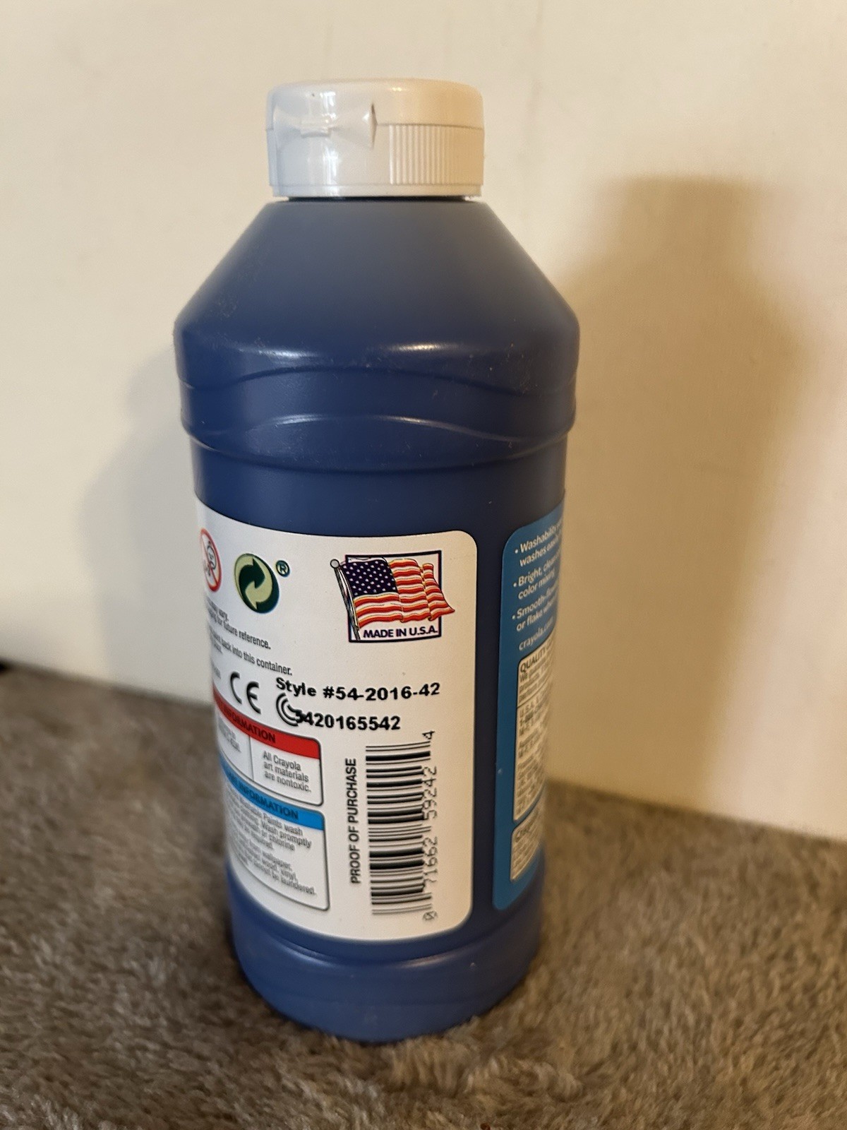 Crayola 542016007 16 oz Washable Paint – Blue New