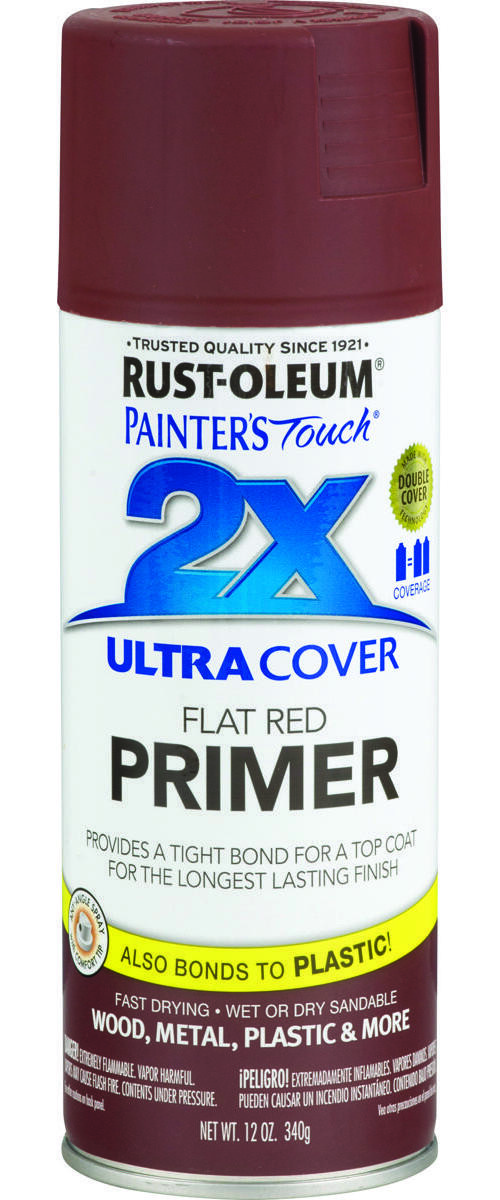 Rust-Oleum 334018 PAINTER’S Touch Spray Primer, Flat, Red, 12 oz, Aerosol Can
