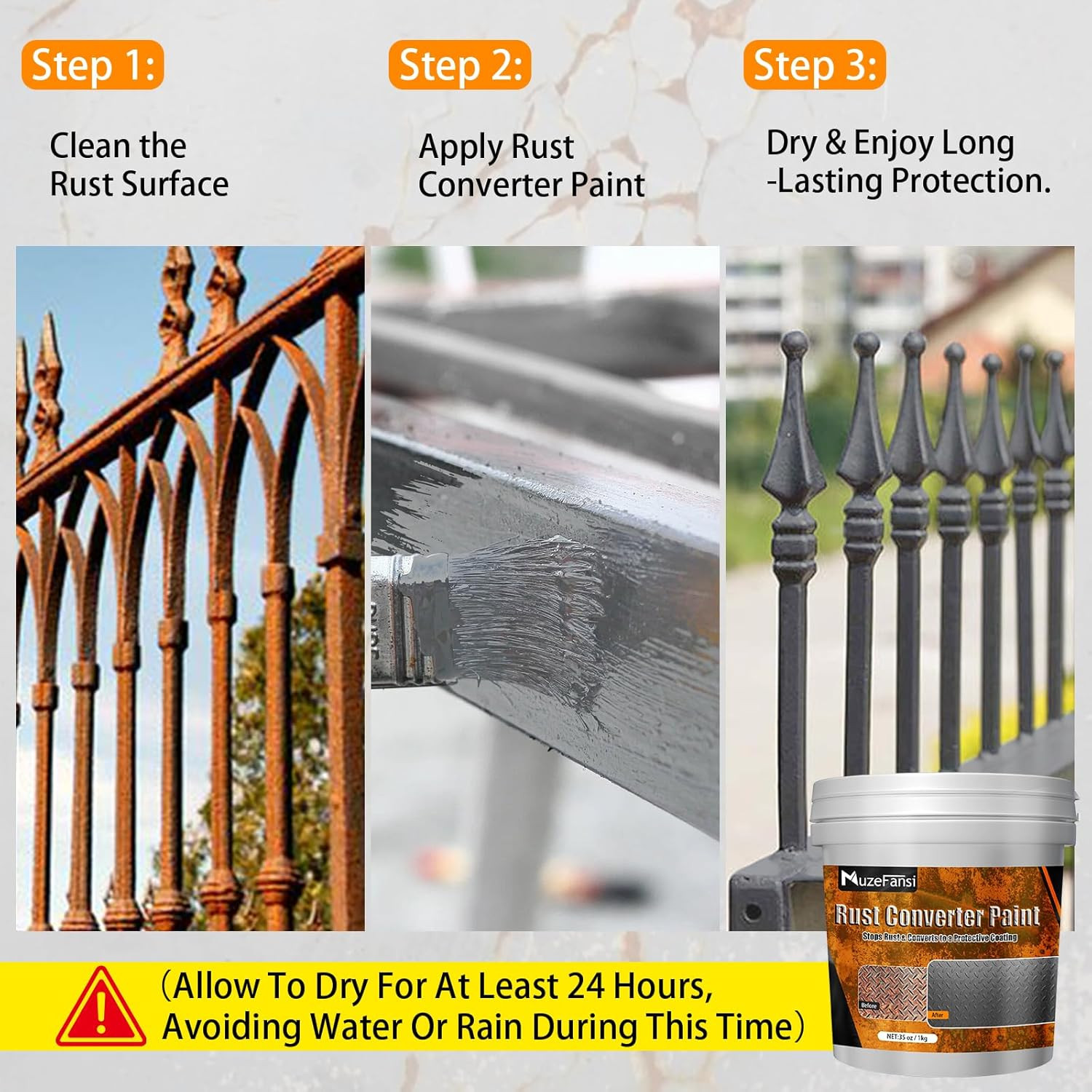 Rust Converter Paint Gray 35Oz – 2-In-1 Rust Proof Paint & Metal Primer, anti Ru